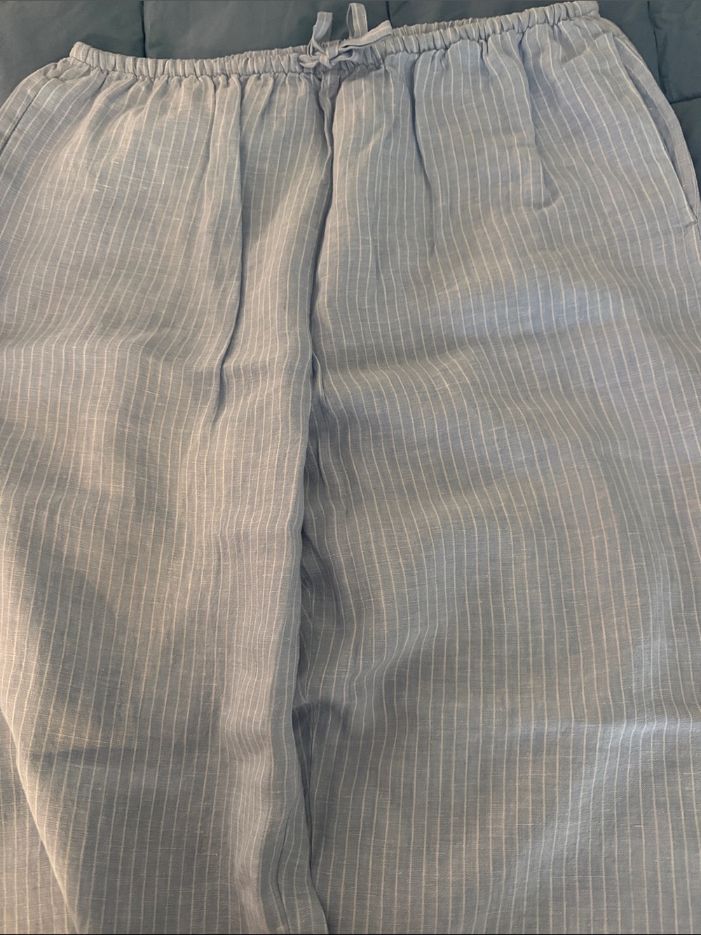 Everlane Light Blue Pinstripe Drawstring Pants. Never worn.